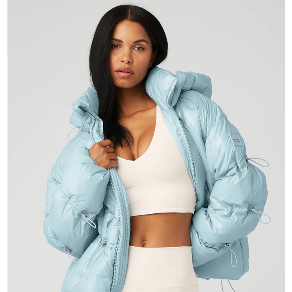 ALO PUFFER COAT -BEAUTIFUL ICE BLUE. AS GOOD AS NEW.  NO ODORS NO SIGNS OF WEAR!